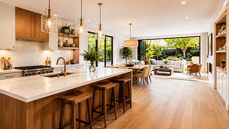 bright scandinavian open plan living space