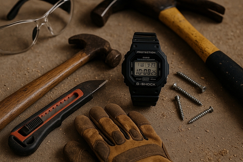 construction gear and tools arrangement