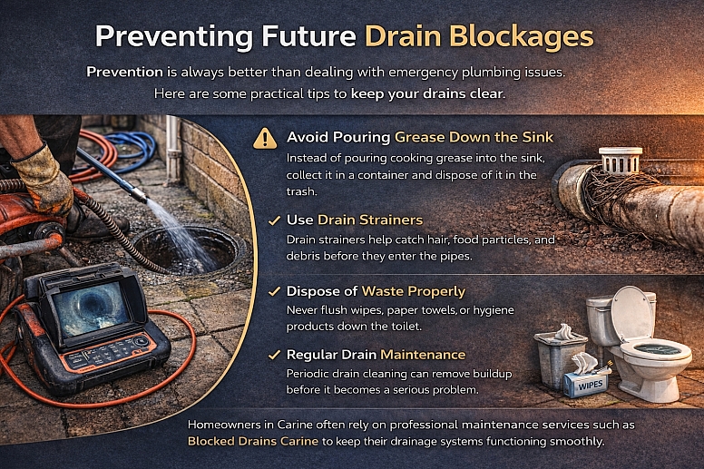 preventing drain blockages in carine